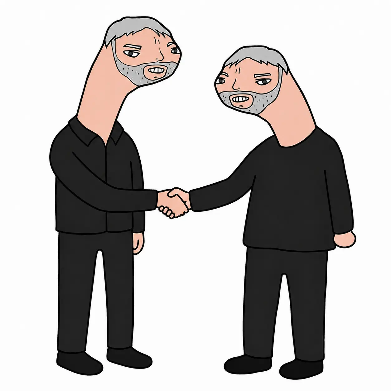 Two Bitcoin superheroes pointing at each other, parody of the Spider-Man pointing meme